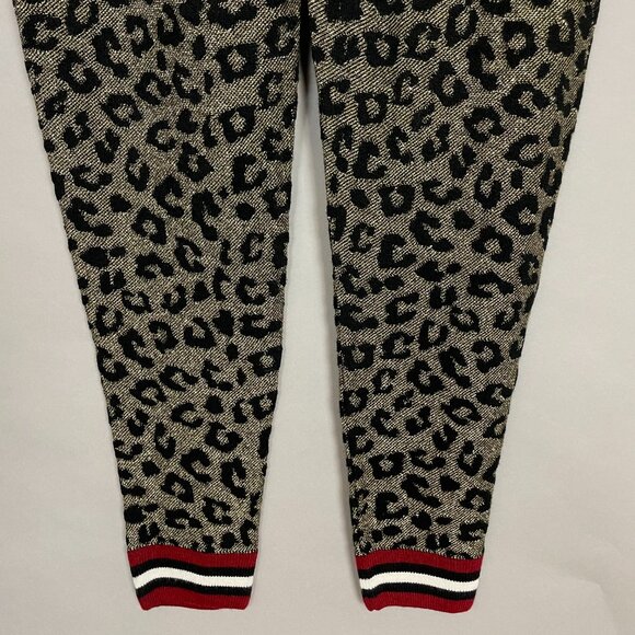 ASOS Track Pants Leopard Print Metallic Women‎ Size Medium Long Tall Knit Lounge - Picture 10 of 11